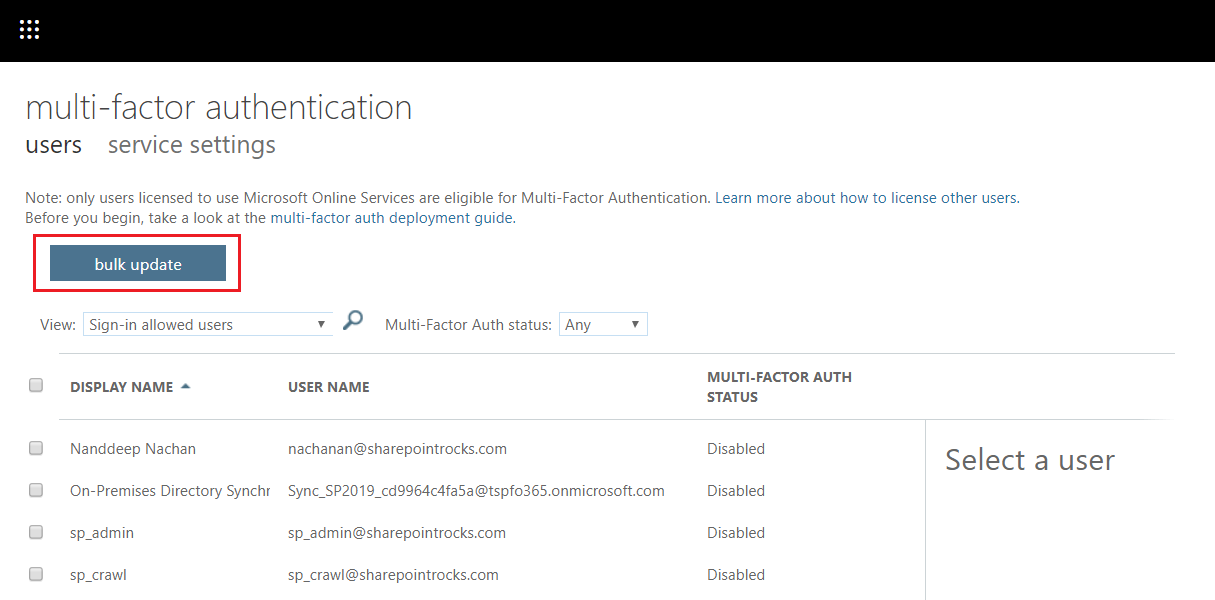 enabling multi factor authentication office 365