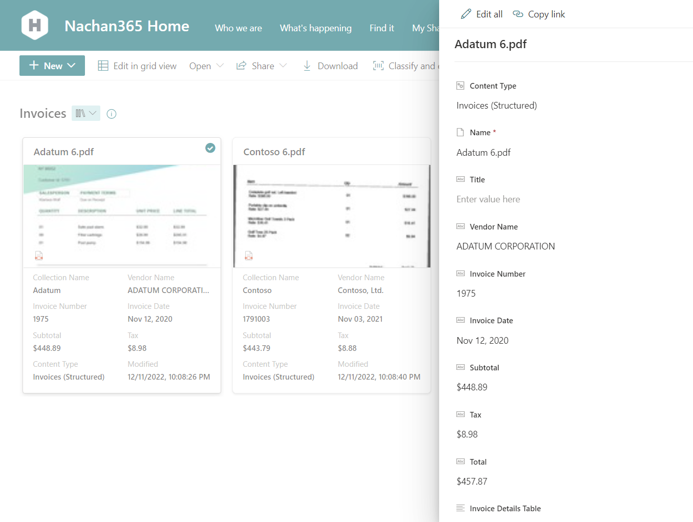 Structured Document Processing with Microsoft Syntex